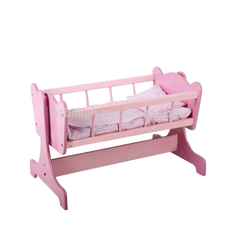 BABESIDE 3 Pcs Baby Doll Crib Set Wooden Baby Doll Cradle For