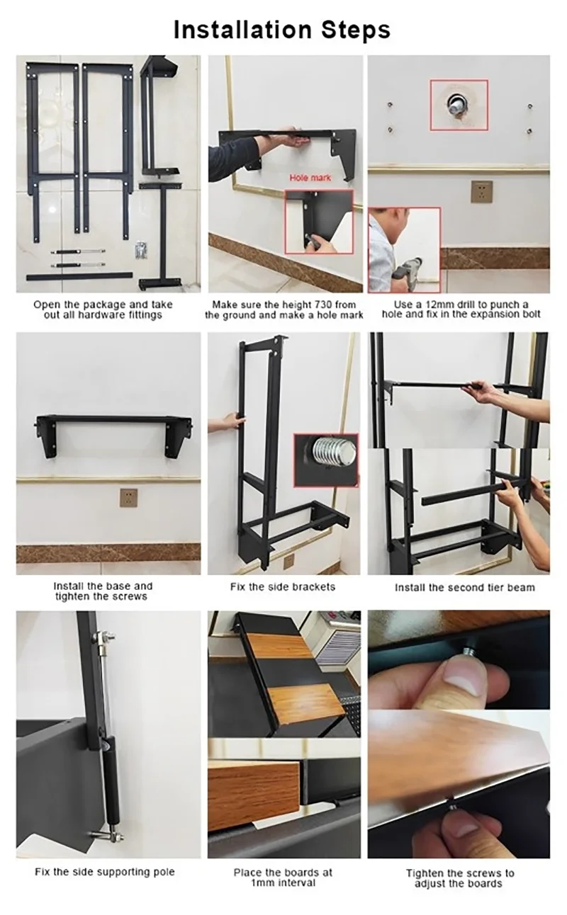 Homemore Space Saving Hidden Wall Mounted Folding Table Use Convertible