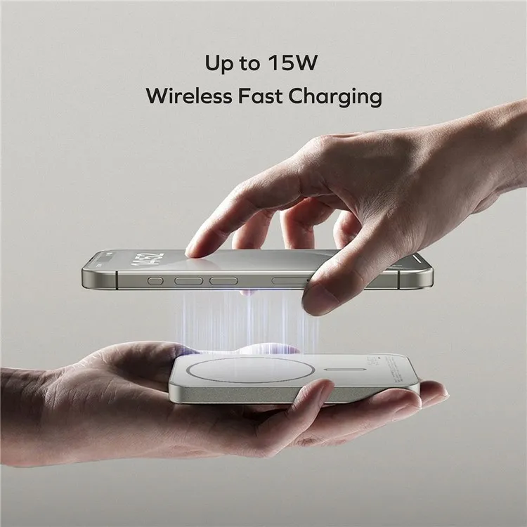 momax Q.MAG POWER 5000mAh ワイヤレスモバイルバッテリー ワイヤレス充電対応、スケルトンボディのスタンド付きモバイル