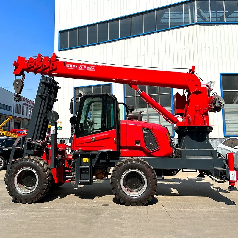 Multi Purpose Four-wheel Drive Off-road 5 Ton Hydraulic Forklift Lift Telescopic Boom Tail Crane