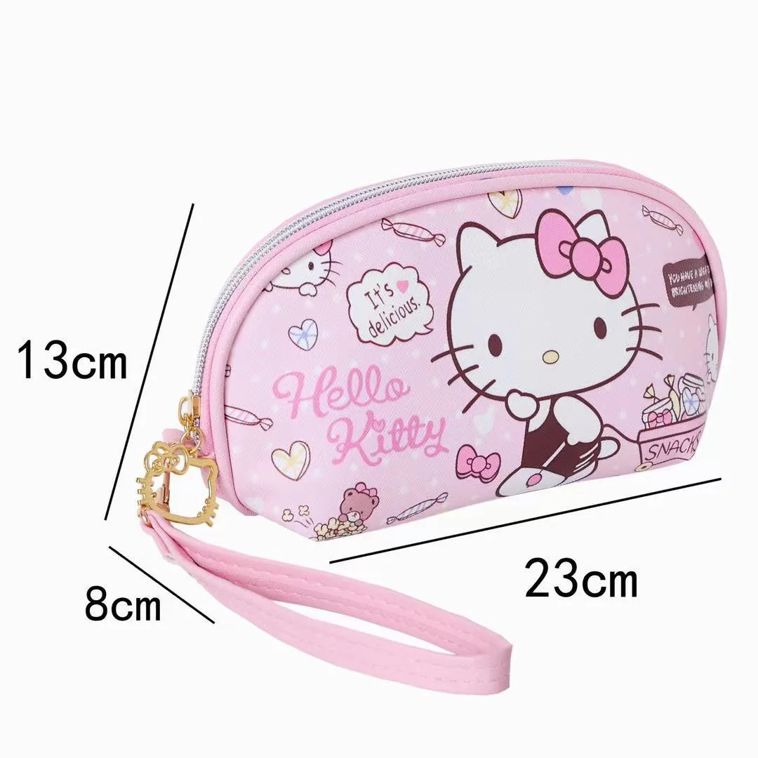 Creative Leather Zippered Pencil Bags Kuromi Pen Pouch Portable Storage Pouch Hand Carry Key Cosmetic Bag Storage Pouch