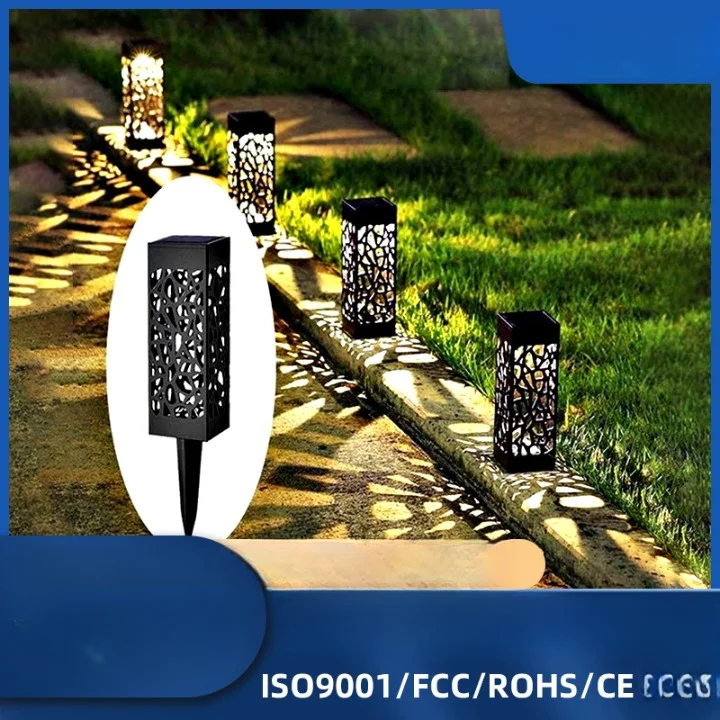 Outdoor Waterproof Hollow Camping Site Plugged Stainless Steel Lamp Solar Lights