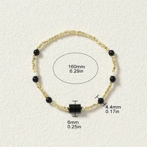 Tarnish-Free Stainless Steel Satellite Chain Bracelets Gold-Plated Charm Natural Rainbow Moonstone Gemstone Beads Natural Stone