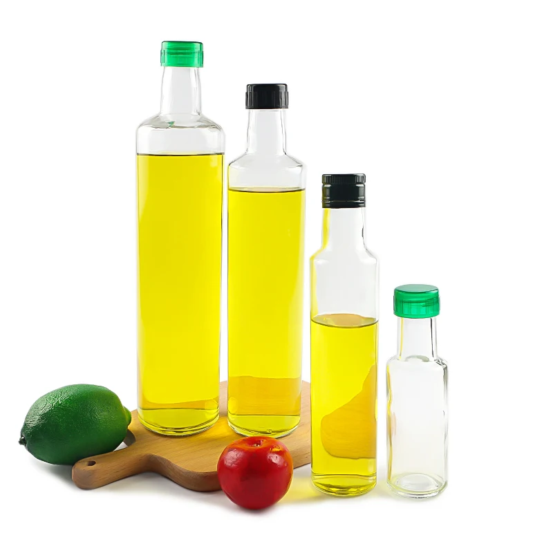 Clear Amber Green 100ml 250ml 500ml 750ml 1000ml Empty Square Round Marasca Glass Olive Oil Bottle With Cap