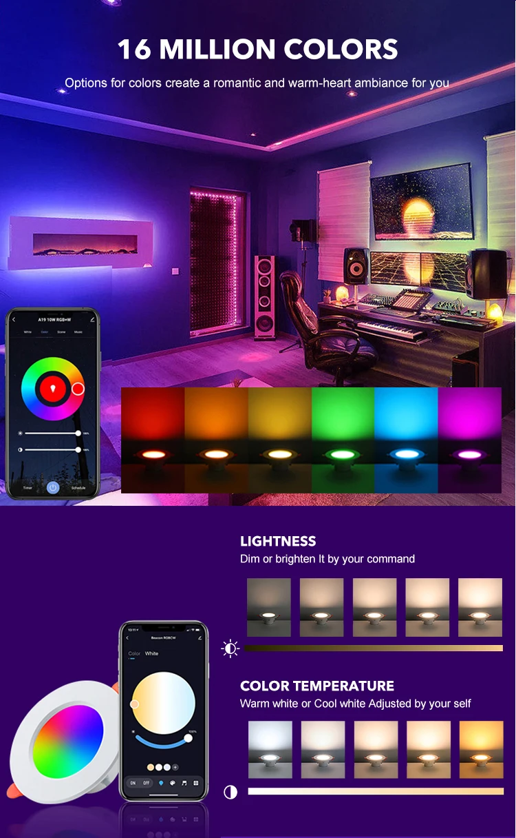 Fxpot Smart Led Downlight Trimless Ceiling Recessed Tuya App Control