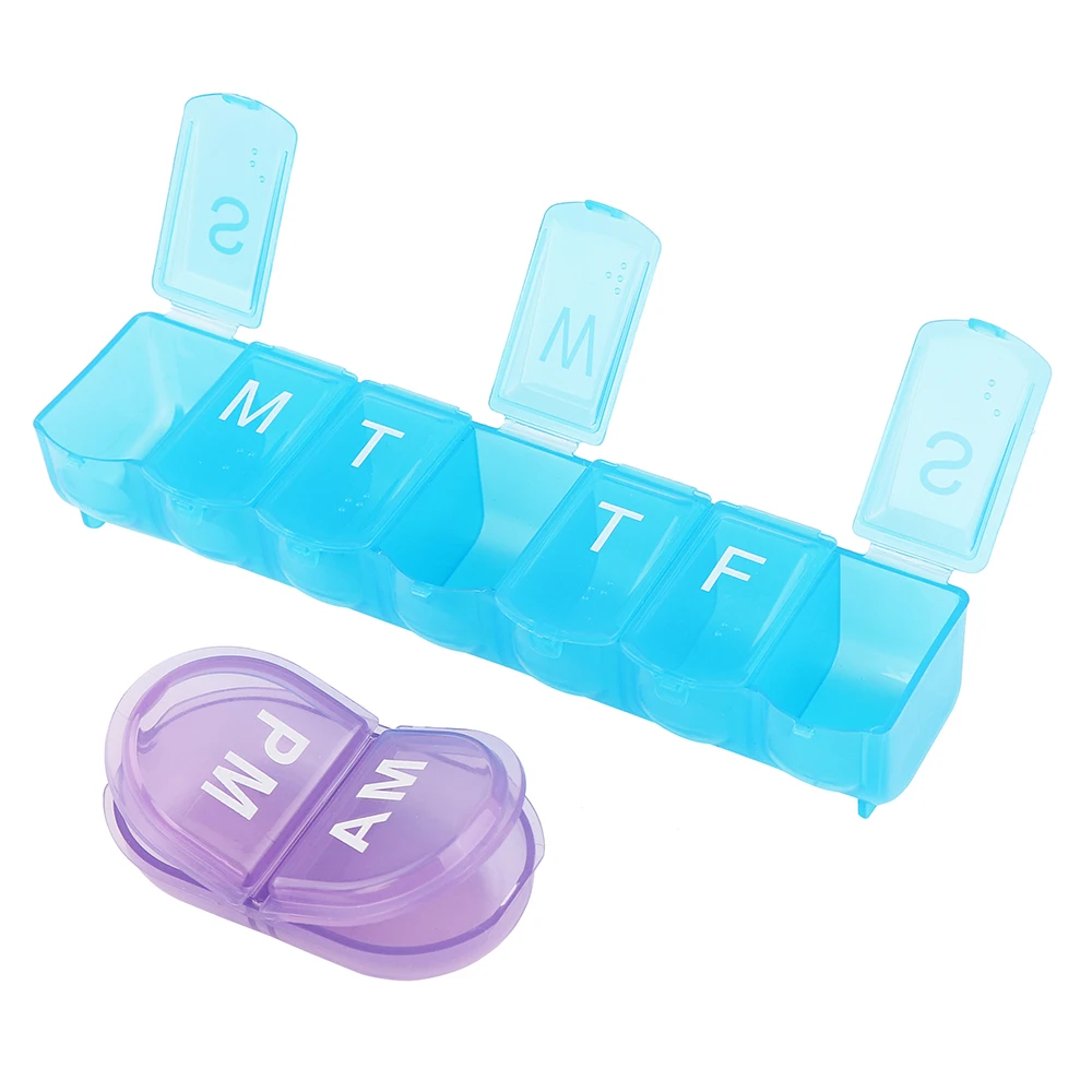 Еженедельные пластиковая коробка таблетки 7 дней для хранения таблеток с овальной формы AM PM таблетница