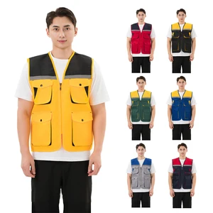 Wholesale Custom Logo Outdoor Multi Pockets Fishing Vest Reflective Photography Safety Work Vest Workwear