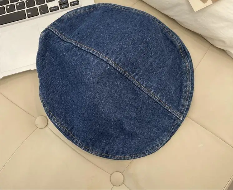 Осенняя винтажная уличная одежда из джинсовой ткани, повседневный складной круглый ковбойский берет на заказ