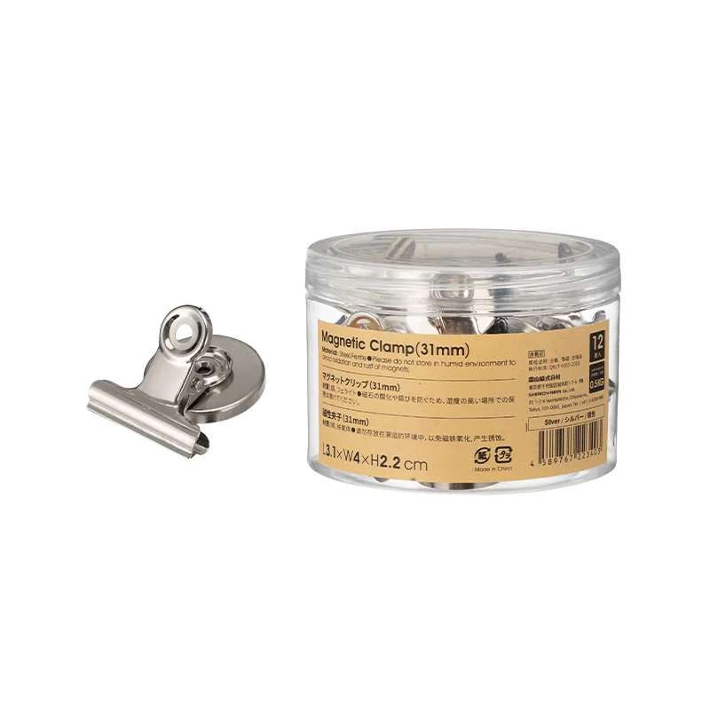 Uxcell 12-Pack Silver Spring Loaded Magnetic Clips For Fridge, Notes, And Photos
