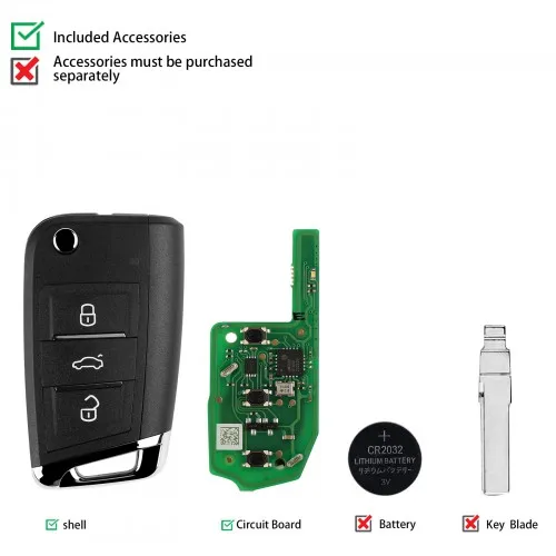 [Envío a la UE] Xhorse XEMQB1EN Super Remote Key VW MQB 3 botones con Super Chip incorporado Versión en inglés 5 piezas/lote_voghion.com