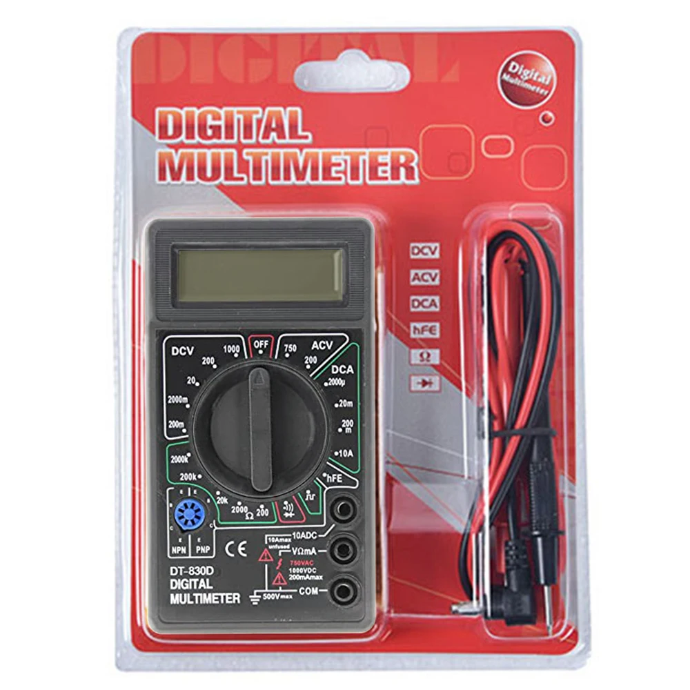 電圧計、電流計、オーム計、ダイオード・トランジスタテスター DT-830D