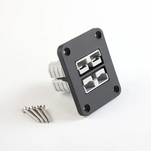 50A Dual Port Forklift Power Plug Battery Plug Connector Cover Flush Surface Mounting Bracket Panel Socket Jack for Marine RV