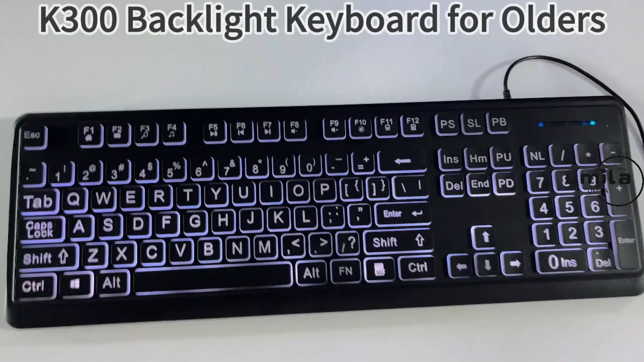 Large Print Letters Customized Keycaps Backlight Computer Keyboard For ...