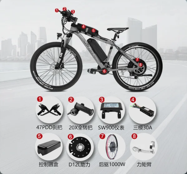 Kit de vélo électrique 48V 1500W 1000W 500W, moteur de Cassette arrière, moteur de moyeu de roue 36V 250W, Kit de Conversion de vélo électrique avant