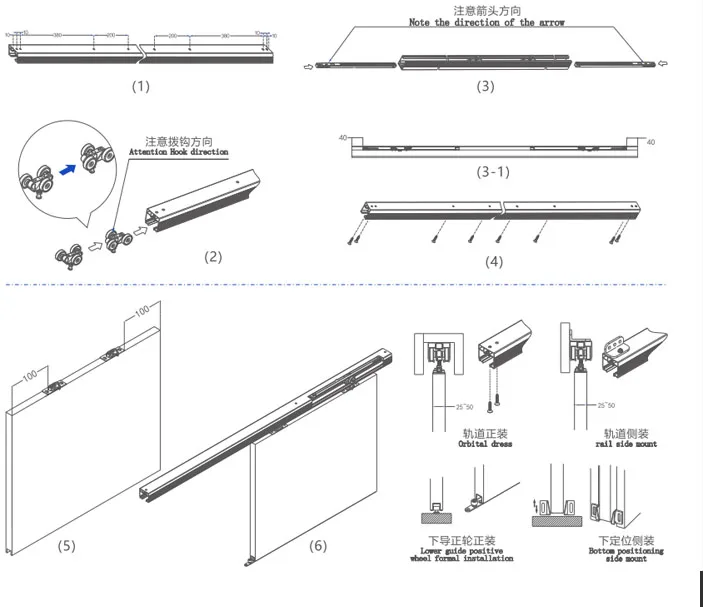 DFS Factory Direct Standard 3 Wheel Door Hanger Sliding Track System Suspending Sliding Pocket Door Roller For Wooden door