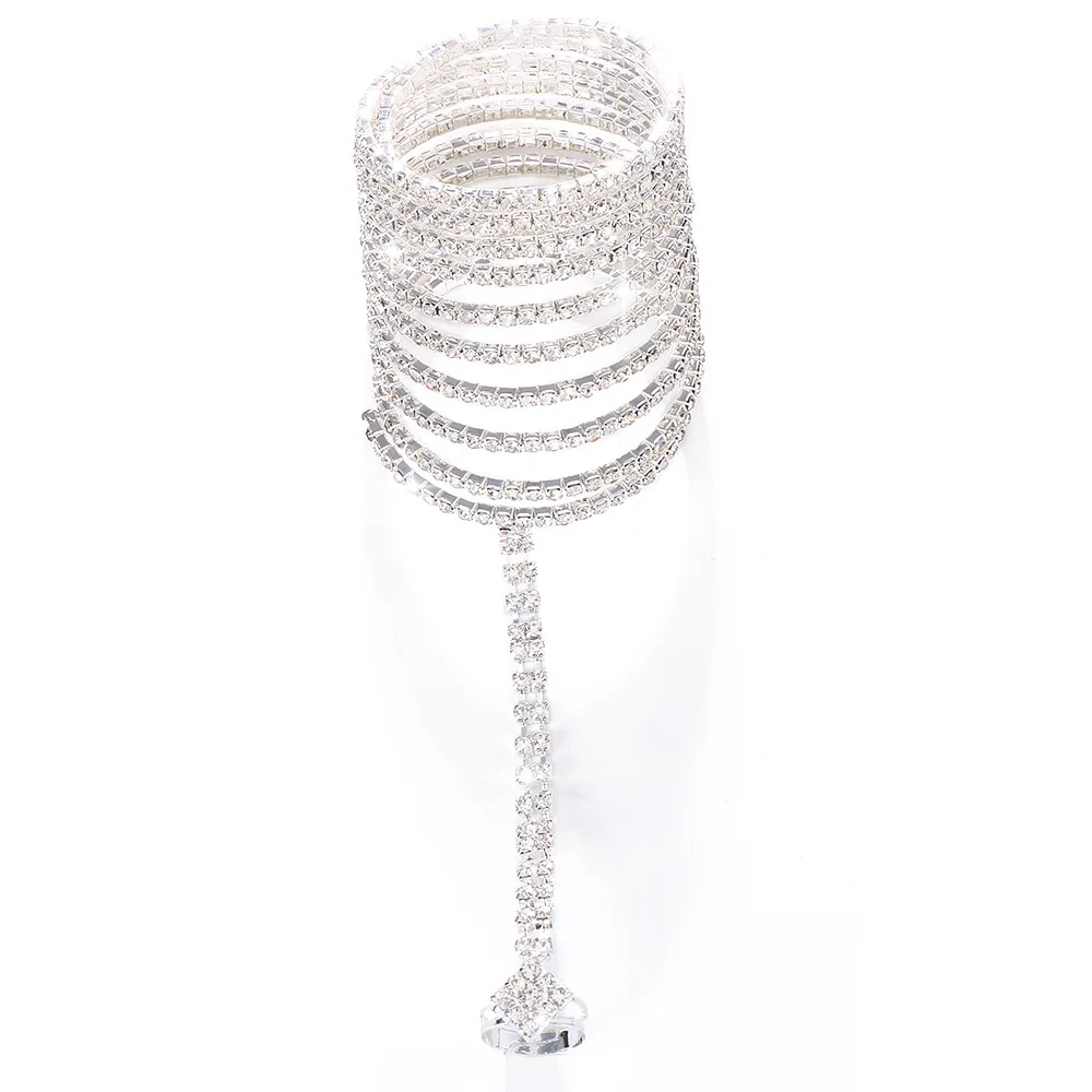 Quick Selling Crystal Bracelet Multi Layer Crystal Glitter Elastic Finger Chain Cool Wind Bracelet