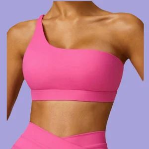 High Quality Quick Dry Breathable Female Sports Fitness Running Yoga Bra with Asymmetrical Straps Chest Pad One Shoulder Design