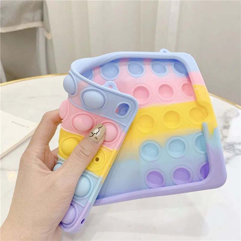 Радужный силиконовый чехол для Ipad Push Pop it Bubble, чехол для игрушки-антистресса для ipad Pro 11 2018 10,2/9,7 дюймов, чехол для планшета для детей