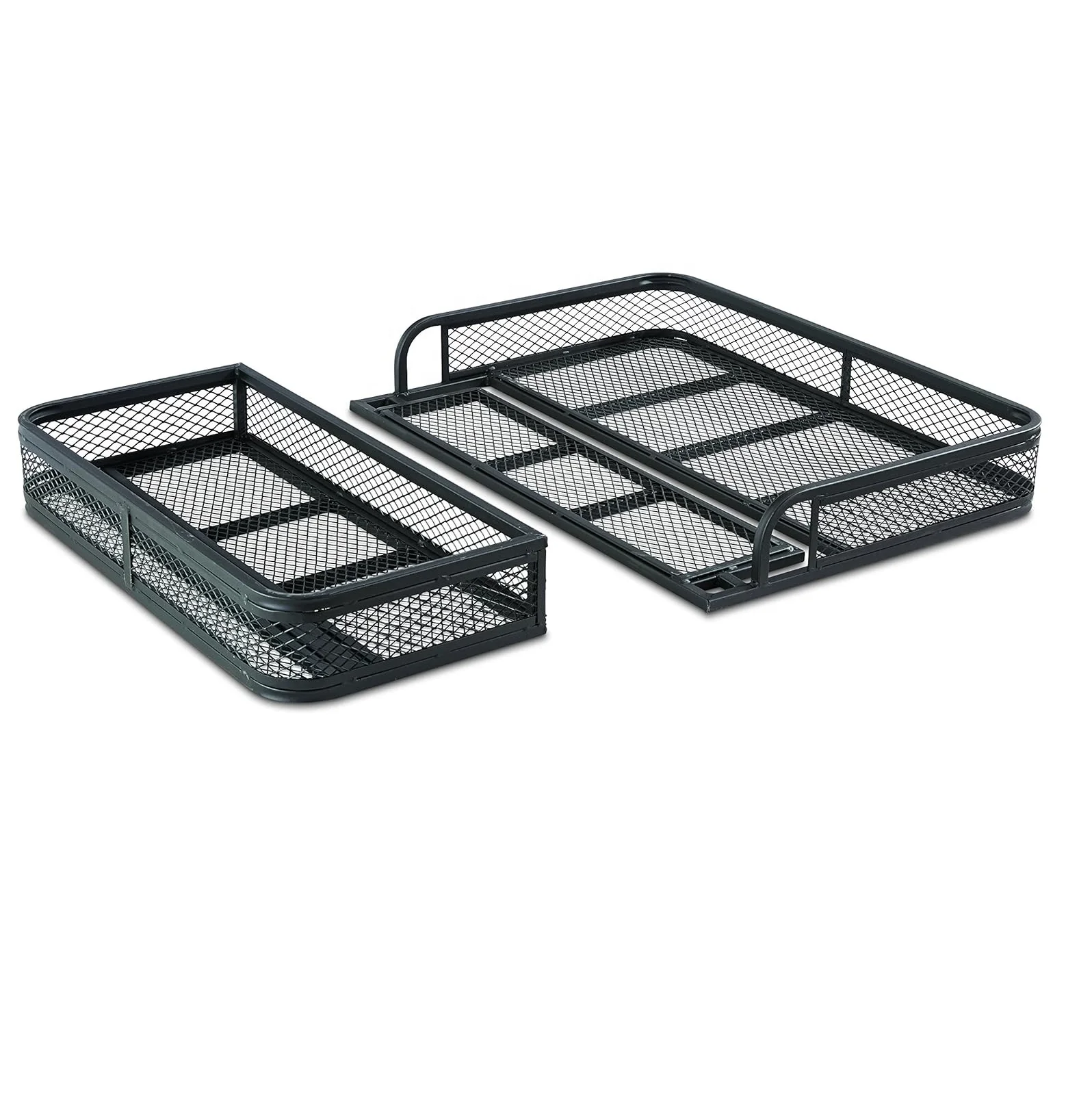 Universal ATV Front and Rear Storage Basket Set, UTV Cargo Luggage Carrier Racks, Heavy-Duty Steel Mesh Carrier, 2 Piece