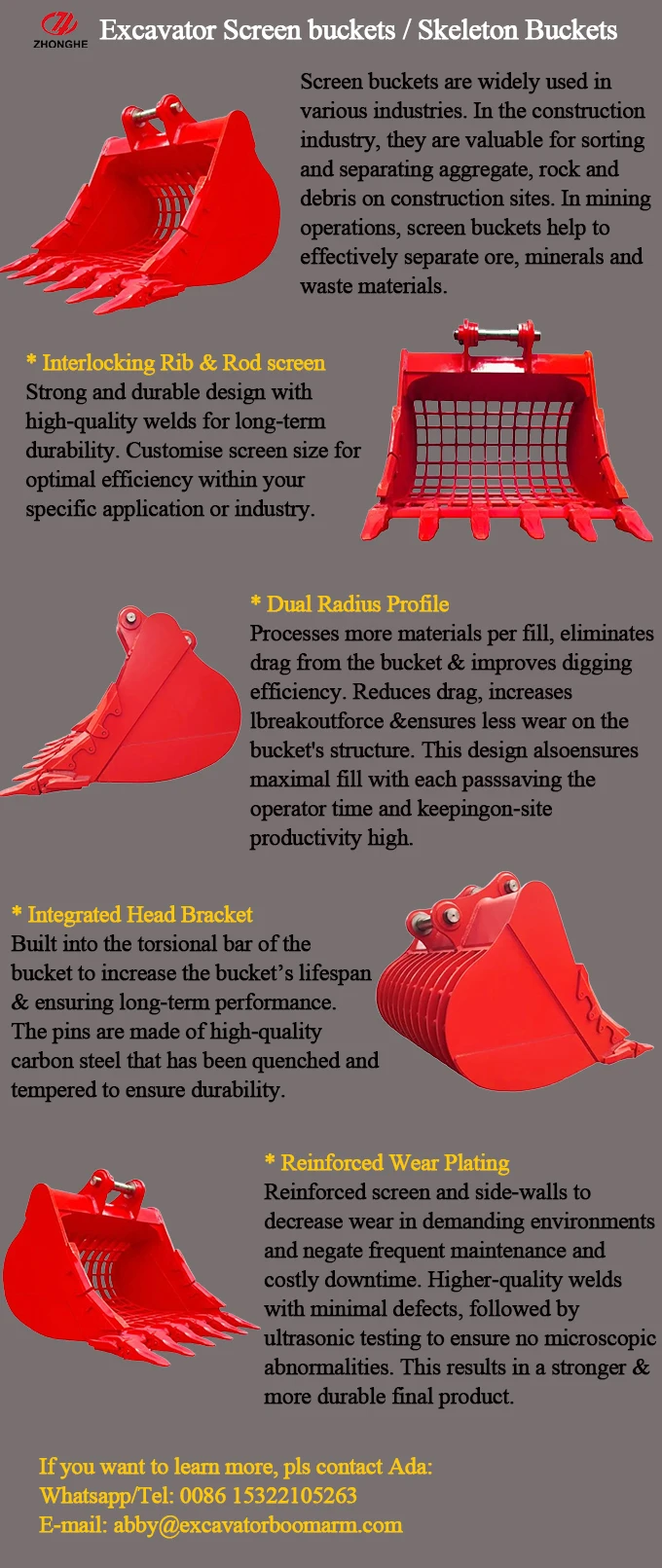 Q355B Material Excavator Skeleton Bucket Sieve Bucket Type for 1t-50t Excavator Suitable