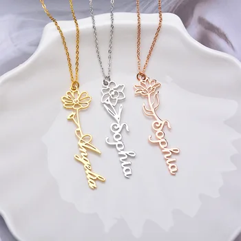 Customized 18K Gold Plated Stainless Steel Necklace with Personalized Name Pendant Classic Style for Women as Gift