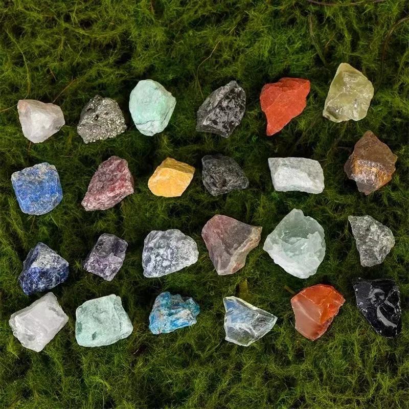 Natural Crystal Rough Stone Irregular Polished Stone Stone Marked Moon Stars Blind Box Set Decoration