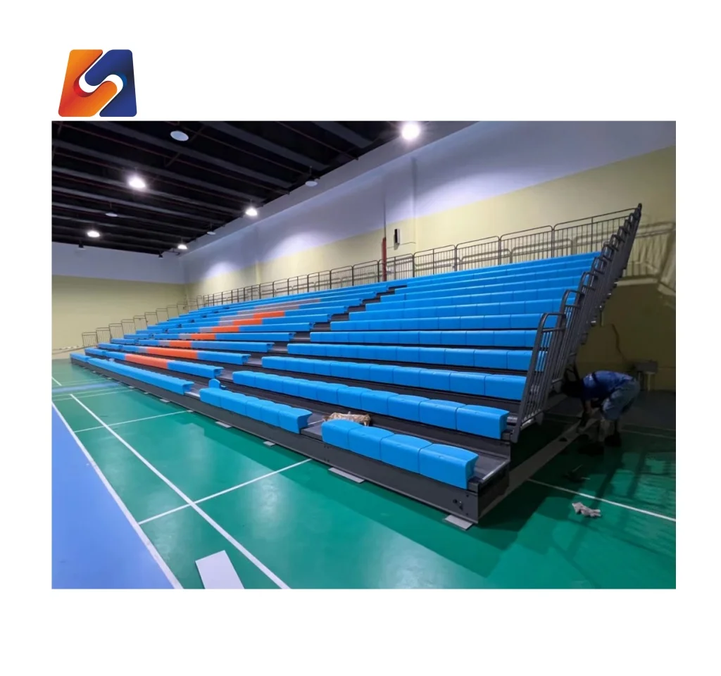 Movable Aluminium Gym Bleachers Tip and Roll Portable Event Grandstand Sport Stadium Bench Seat School Metal Tribune Stand