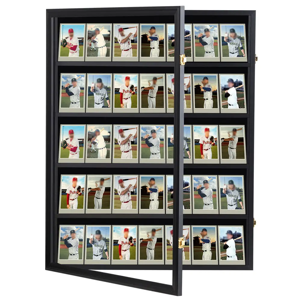 35 Graded Sports Card Display Case Lockable Wall Cabinet with UV-Anti Clear View Baseball Cards Display Case for Football 35 Graded Sports Card Display Case Lockable Wall Cabinet with UV-Anti Clear View Baseball Cards Display Case for Football