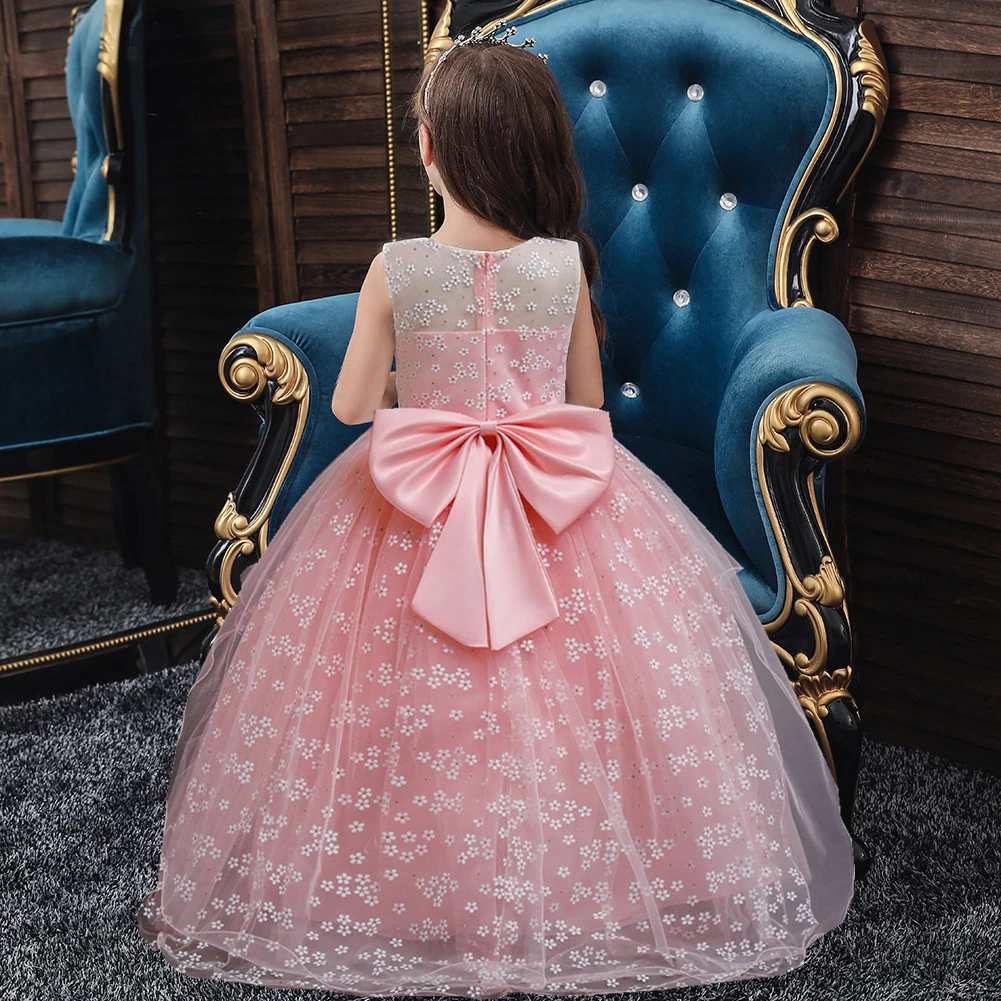 Elegant Long Kids Girl Wedding Dress Princess Party Dress Girls For 2