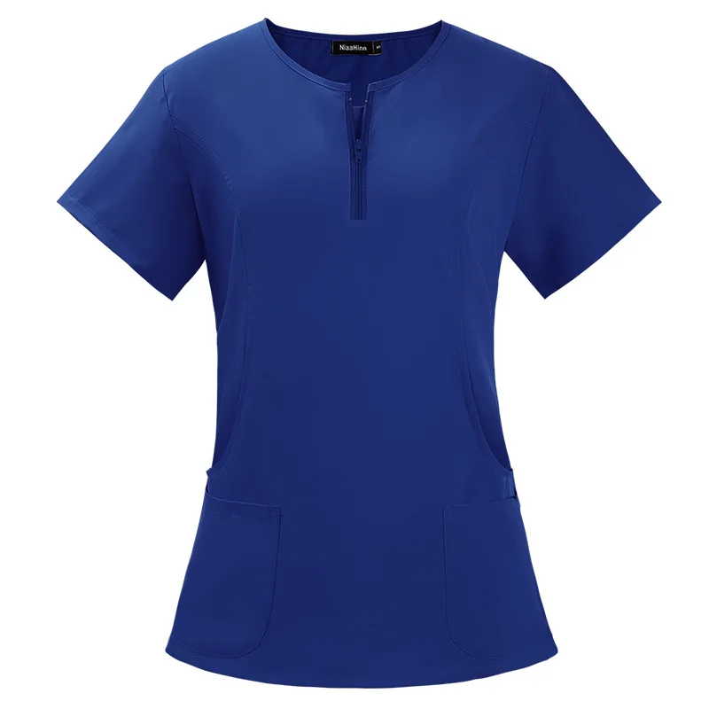Hot Selling Nurse Scrubs Tops Unisex Quick-Drying Fashion Short-Sleeved Hospital Uniforms Nursing Service Work Clothes Summer