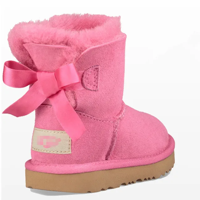 Wholesale Fashion toddlers Sheepskin Shoes Moulti Color kids Winter Snow Boots Lamb Wool Fur Boots With one Bows