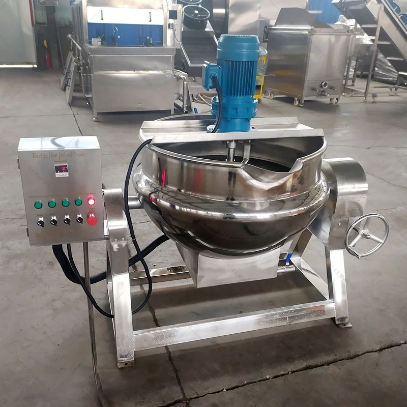 100L 300L 500L Industrial Steam/gas/electric Jacketed Cooking Kettle  Cooking Mixer Pot Jacket Kettle With Agitator