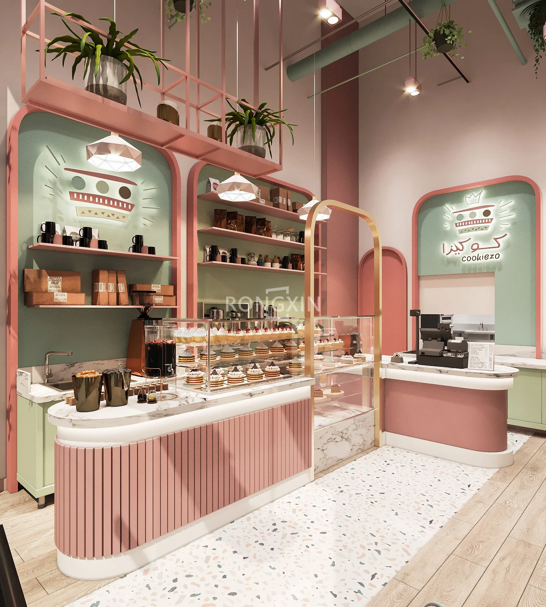 Source 3d Dessert Shop Design Bakery Store With Pastries Display ...