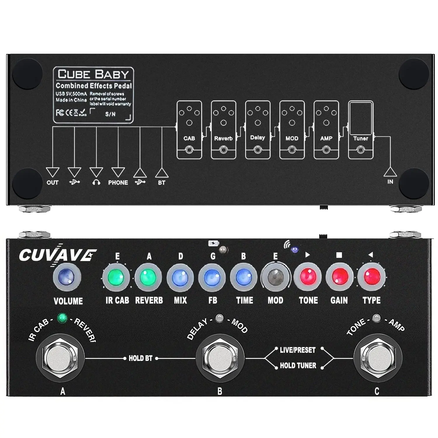 Multifunctional CUBE BABY Pedal - Portable Guitar Effects