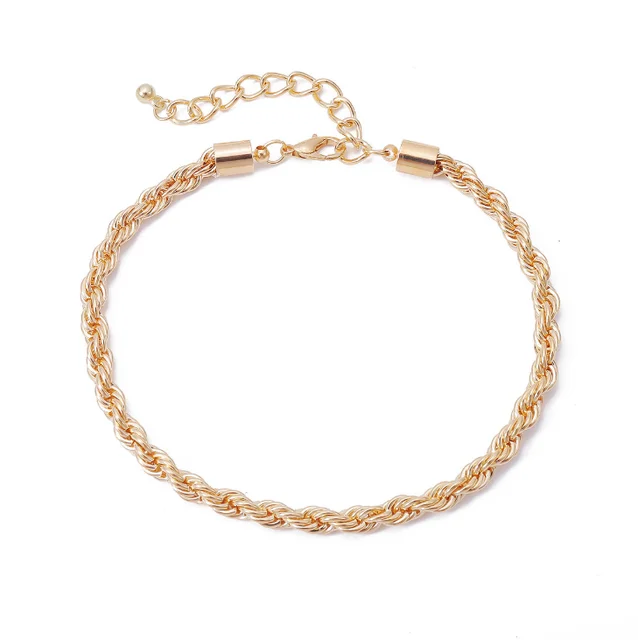 Bracelet Rope Chain Curb Cuban Women's Men's Fashion Twisted Anklet Bracelet Figaro's Stainless Steel Gold Chain Anklet