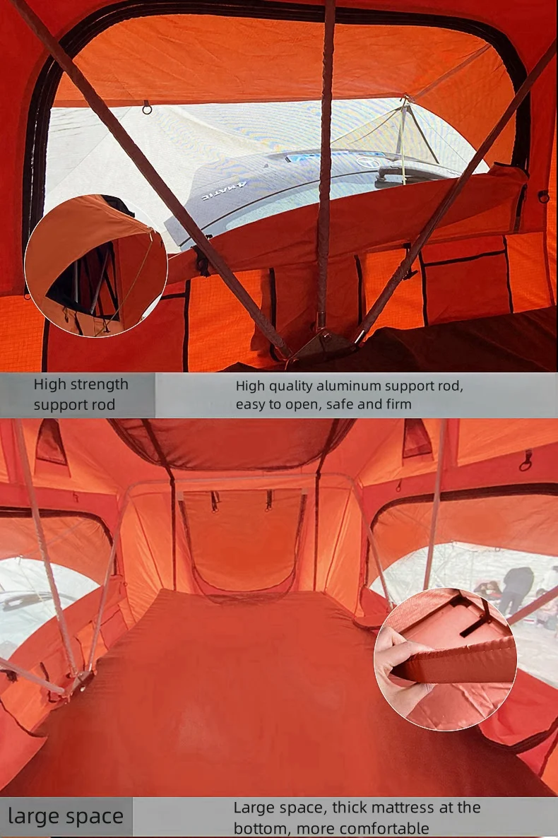 3-5 Person Waterproof >3000 mm Rooftop Tent with 420D Oxford Fabric for Camping Car
