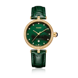 Minimalist Elegant Women's Mechanical Watch Sapphire Crystal Stainless Steel Leather Strap-30M Waterproof Design Sparkle Fashion