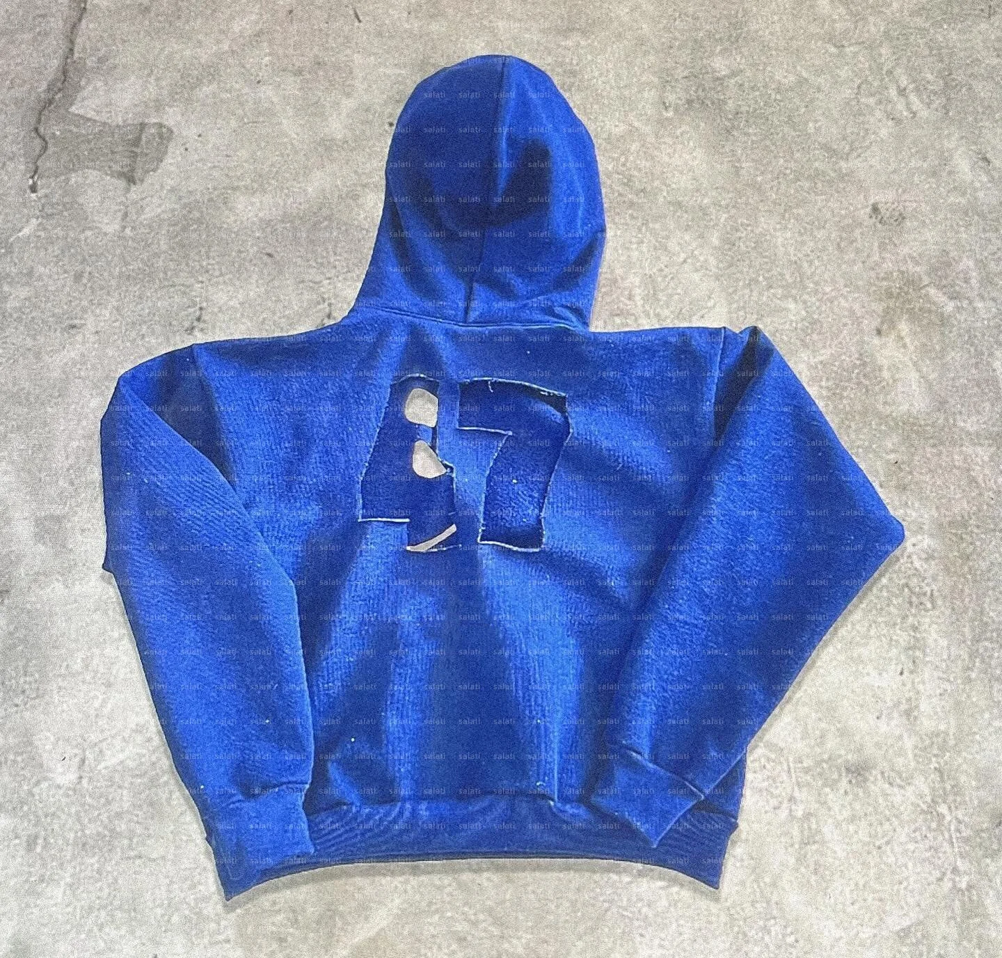 Custom Y2K Pullover Hoddies Sweatshirts Heavyweight Hollow Print 500GSM French Terry Cotton Boxy Stone Acid Wash Hoodies for Men gallery 2