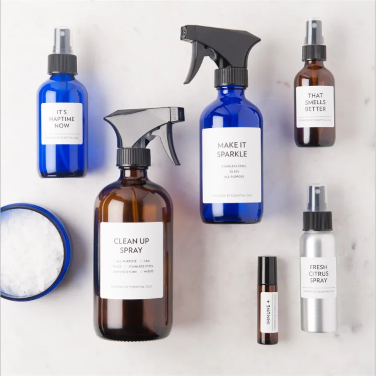 Круглая стеклянная бутылка с распылителем 16 унций