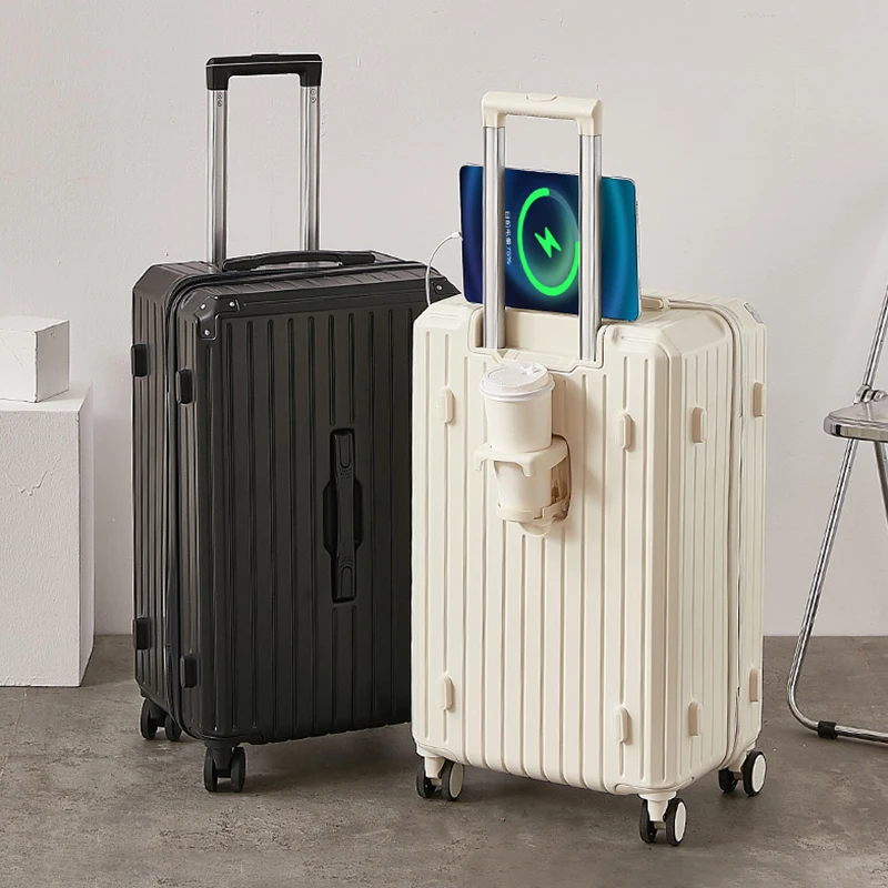 Multi Functional Luggage with 3 Handle New Fashionable Suitcase Trolley Luggage Travel Bags with Cup Holder Luggage Set