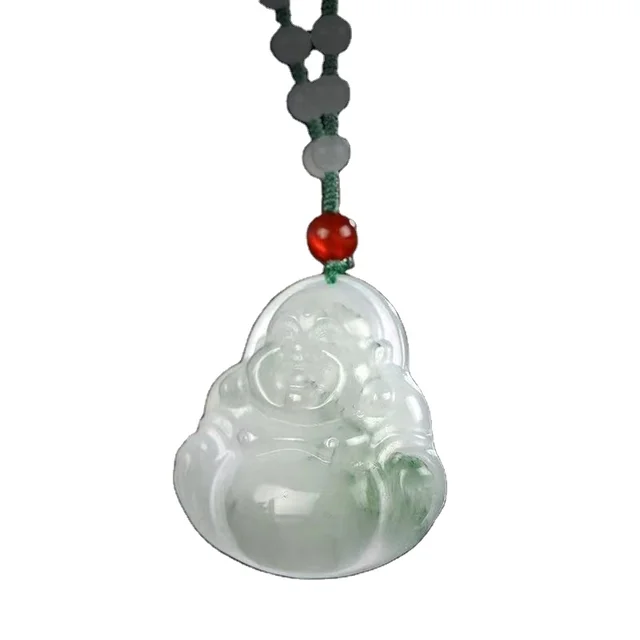 Wholesale natural jade gold silk jade double-sided carved jade Buddha pendant for men and women gifts