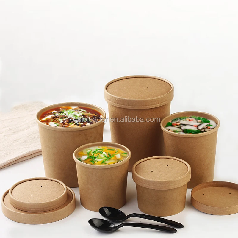 Disposable Biodegradable Takeaway Take Out To Go Paper Salad Bowl Kraft