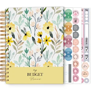 Wholesale Custom Printing logo Cash Envelope Spiral A5 Notebook OEM Undated Financial Diary Inspiration Journal Budget Planner