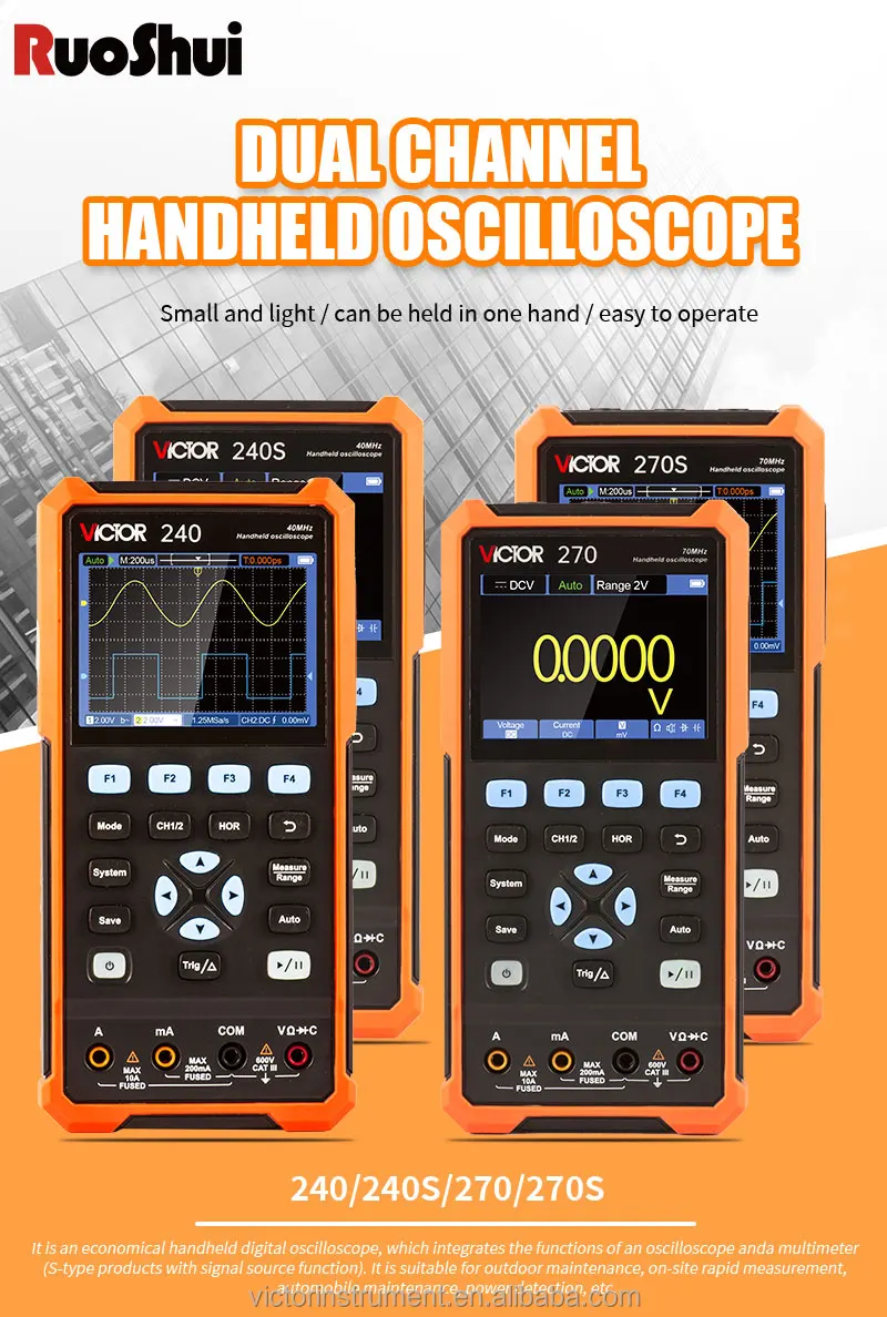 Victor 240 Handheld Oscilloscope And Multimeter 2 In 1function 40mhz