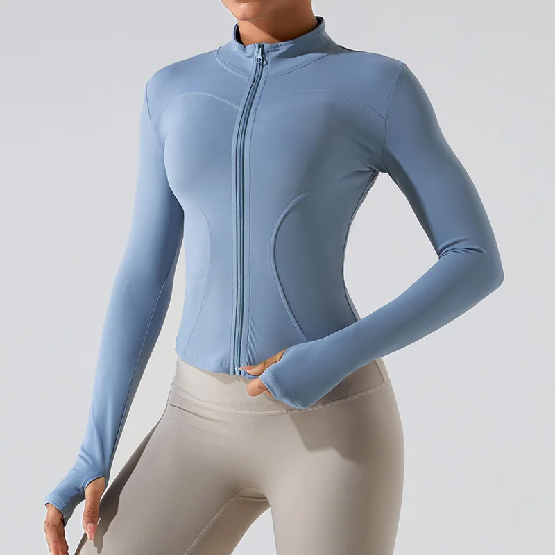 MCDUII Style Zipper Long-sleeved Yoga Jacket Spandex/Nylon Tight-fitting Quick-drying Sl detail