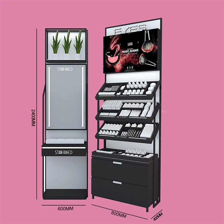 Kainice Hot Sales Store Design For Small Cosmetics Shop Large Capacity Wood Wall Shelf Units