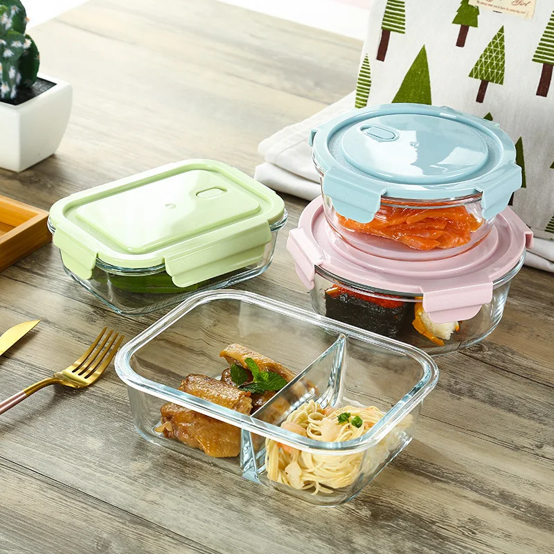 1040ml Glass Lunch Box with 3 Compartments Microwavable Meal