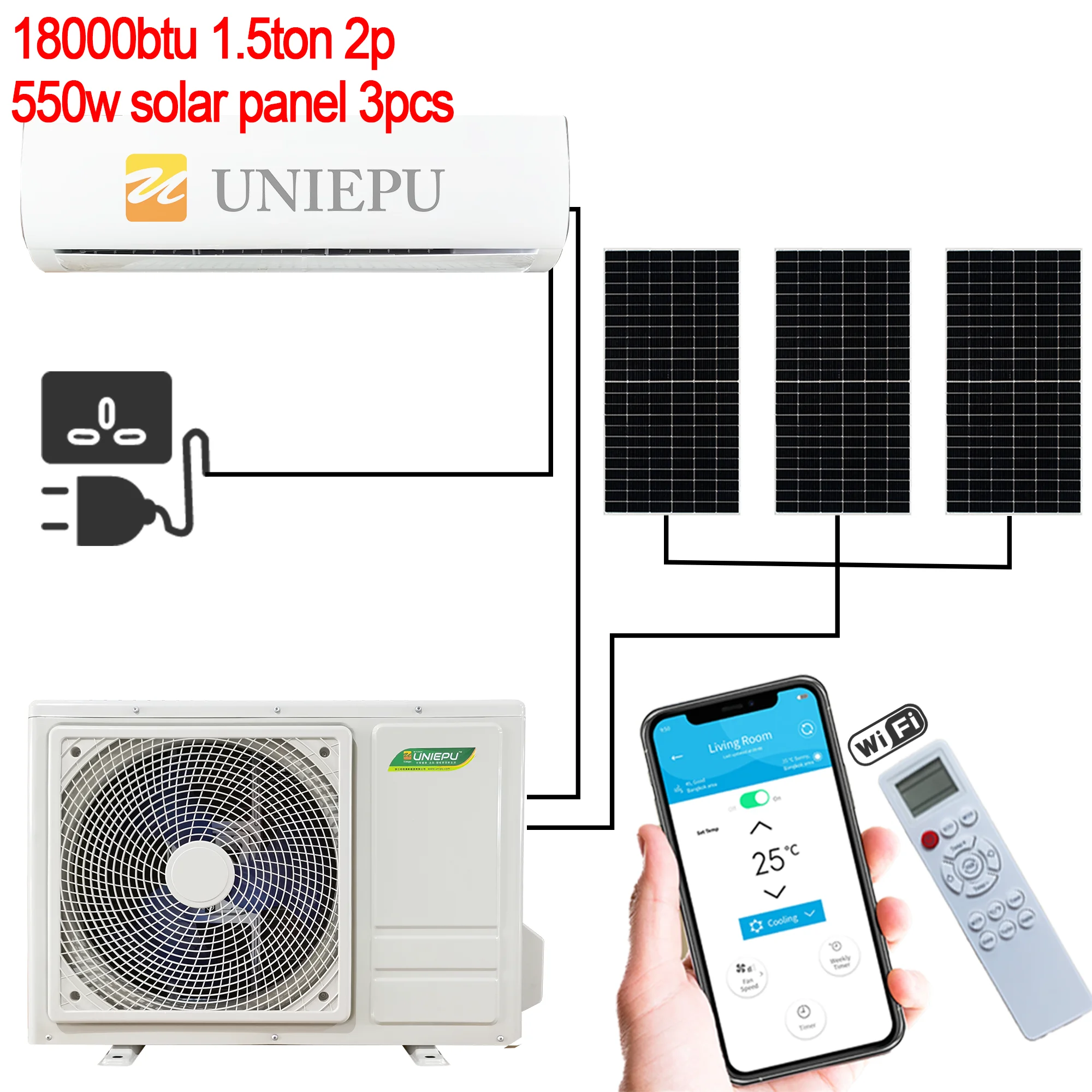 Factory Price Solar Powered Solar Panel Solar Energy System on Grid Multi Split Inverter ACDC Hybrid Solar Air Conditioner