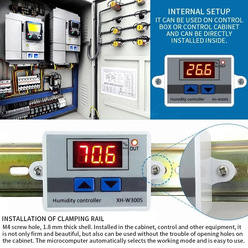 Digital Thermostat Humidistat Humidity Temperature Controller With Sensor  XH-W3005 Humidity Temperature Controller