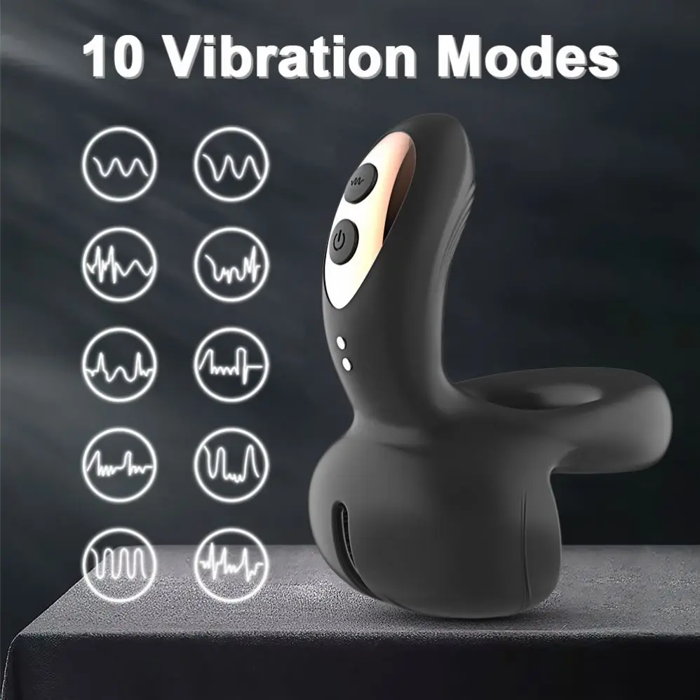 Free Custom Box Cock Ring Vibrator for Men, Delay Ejaculation Sex Toy Without Brand Name